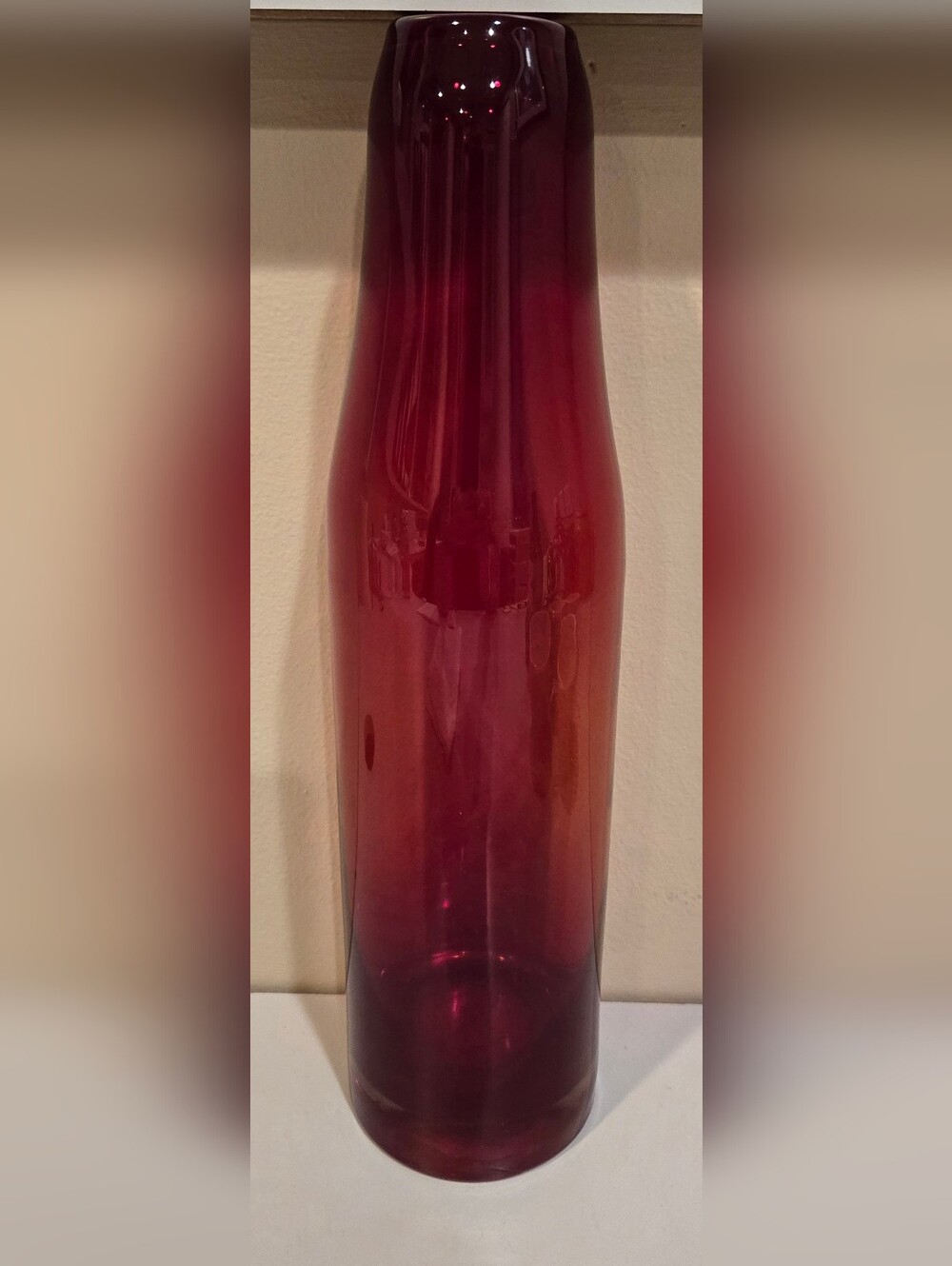 Vintage Kosta Boda Decorative Tall Glass Vase - Deep Ruby Red